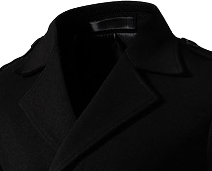 JEKE-DG Men's Classic Woolen Trench Coat Double Breasted Slim Fit